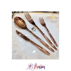 سرویس قاشق و چنگال 24 نفره 120 پارچه مسی سوزنی یونیک